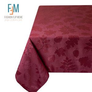 Harvest Fall Burgundy Leaf Damask Table Linen Tablecloth 60 X 102 Oblong